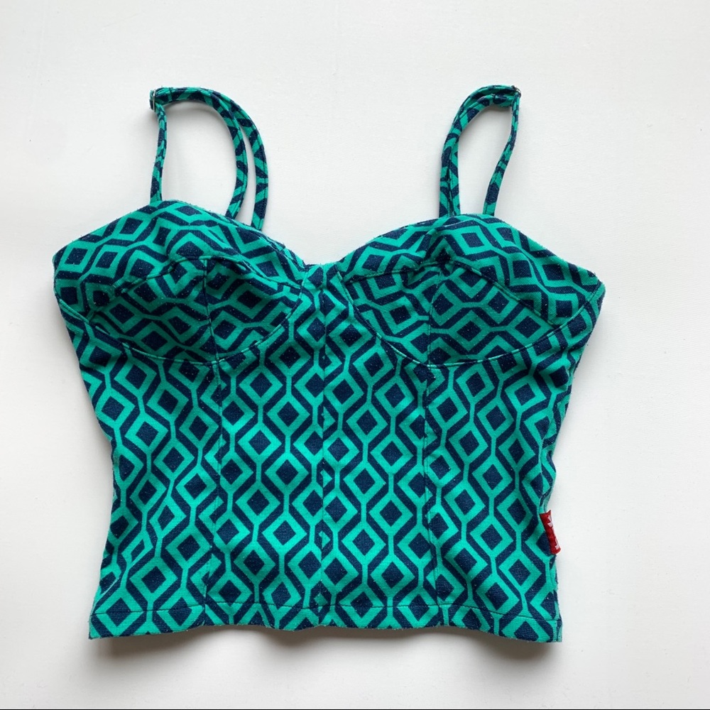 Corset with zipper Green-Blue Size XS